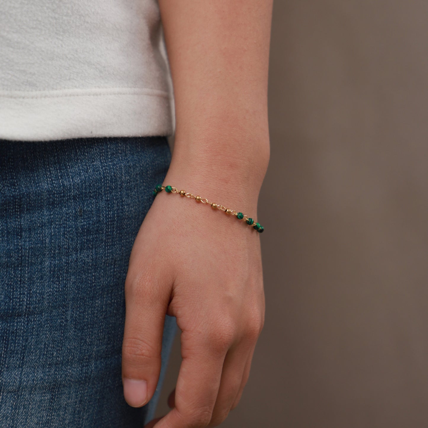 Green Peacock Bead Bracelet