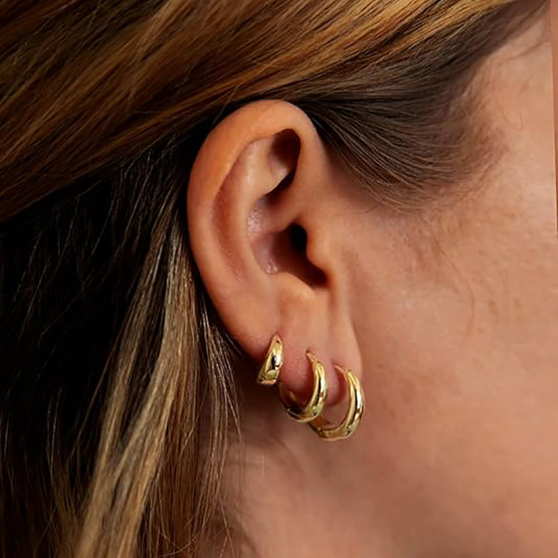 3 pairs Gold-plated Hoop Earrings