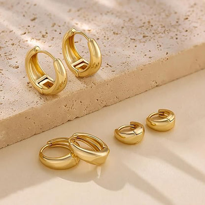 3 pairs Gold-plated Hoop Earrings