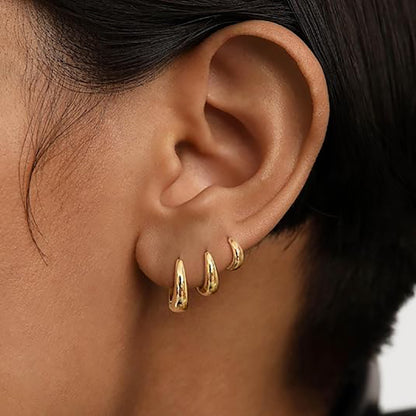 3 pairs Gold-plated Hoop Earrings