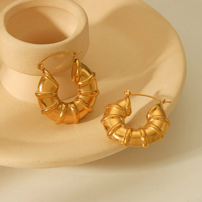 Gold Hoop Stainless Steel Earrings - 296