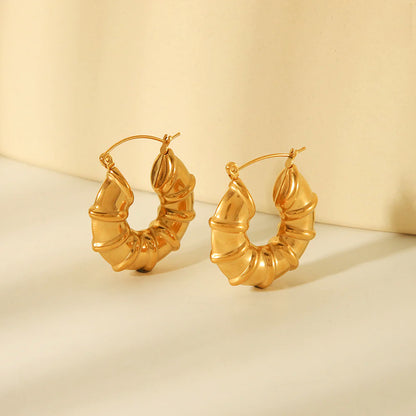 Gold Hoop Stainless Steel Earrings - 296