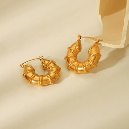 Gold Hoop Stainless Steel Earrings - 296