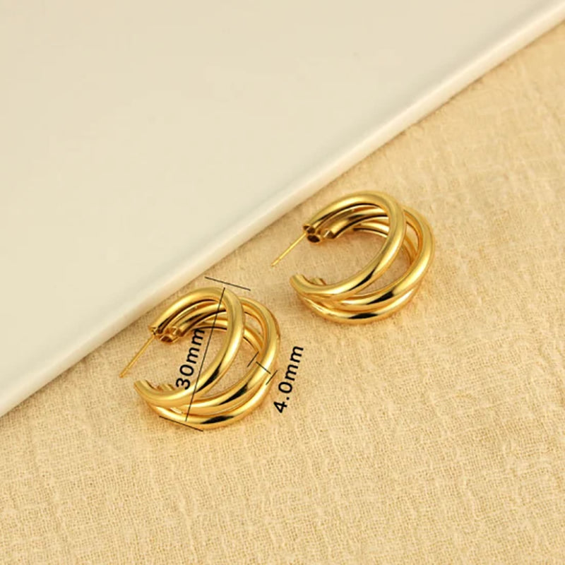 Gold Hoop Stainless Steel Earrings - 299