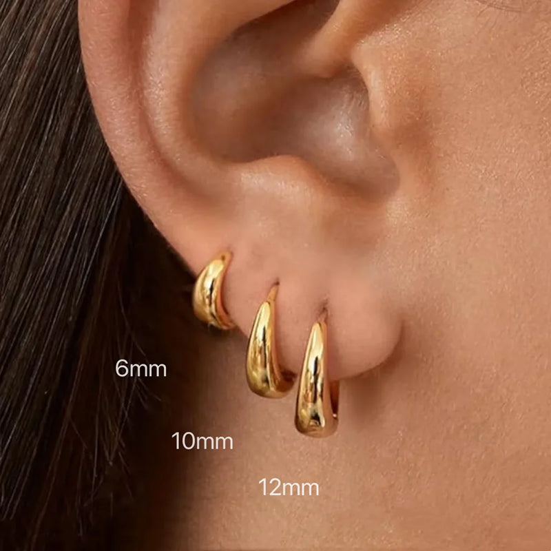 3 pairs Gold-plated Hoop Earrings