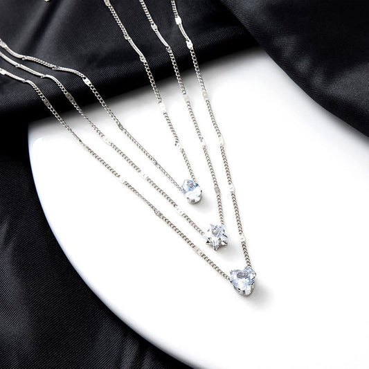 Water and Diamond Drop Pendant Necklace