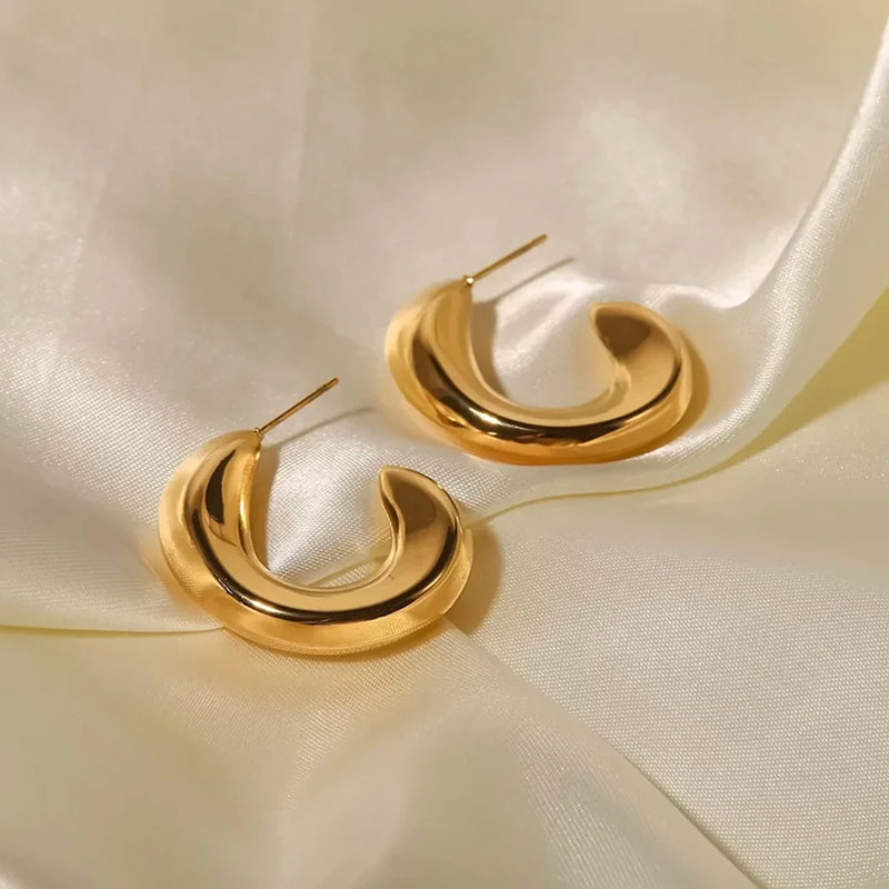 Stainless steel gold hoop earrings