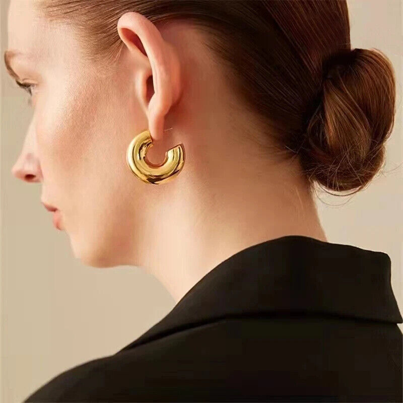 Gold Hoop Stainless Steel Earrings - 189