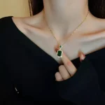 Emerald Cube Pendant Chain